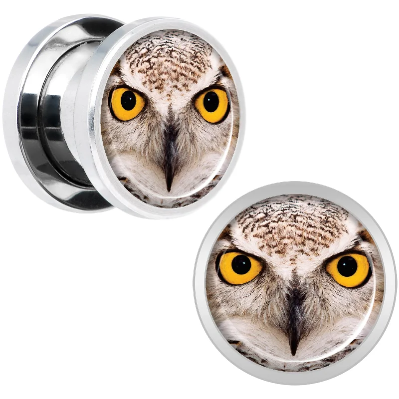 Women's Earrings – Elegant Designs for Every Personality--Full Color Owl Steel Screw Fit Plug Set 00 Gauge Women's Earrings – Elegant Designs for Every Personality--Full Color Owl Steel Screw Fit Plug Set 00 Gauge