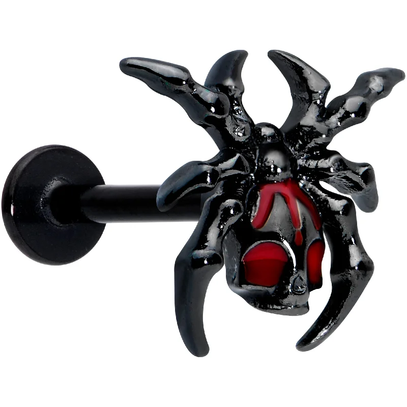 Lip Rings for Women with Creative Designs16 Gauge 5/16 Red Gem Black Spider Skull Halloween Labret Monroe Tragus