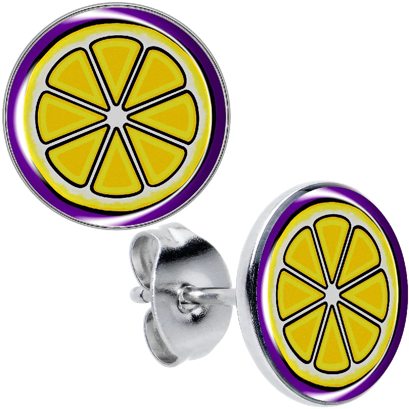 Women's Earrings – Elegant Designs for Every Personality--Yellow Slice of Lemon Stud Earrings Women's Earrings – Elegant Designs for Every Personality--Yellow Slice of Lemon Stud Earrings