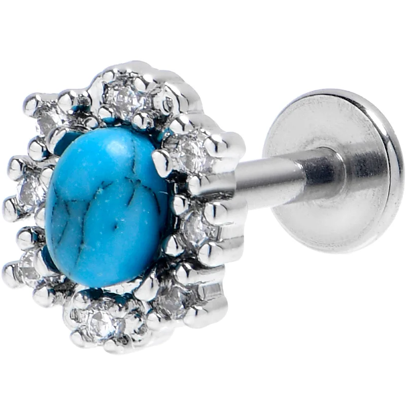Lip Rings with Simple, Elegant Finish16 Gauge 1/4 Blue Turquoise Stone Filigree Square Labret Tragus Lip Rings with Simple, Elegant Finish16 Gauge 1/4 Blue Turquoise Stone Filigree Square Labret Tragus