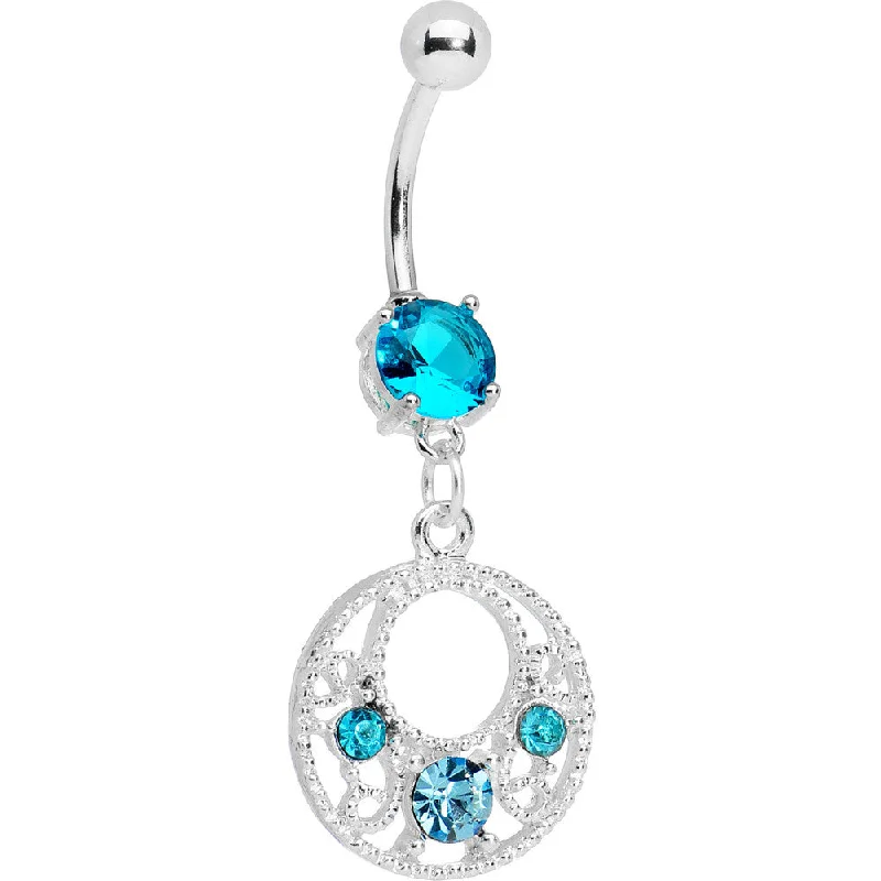 Beautiful Belly Rings for Fashionable Women -Blue Circular Seduction Belly Ring