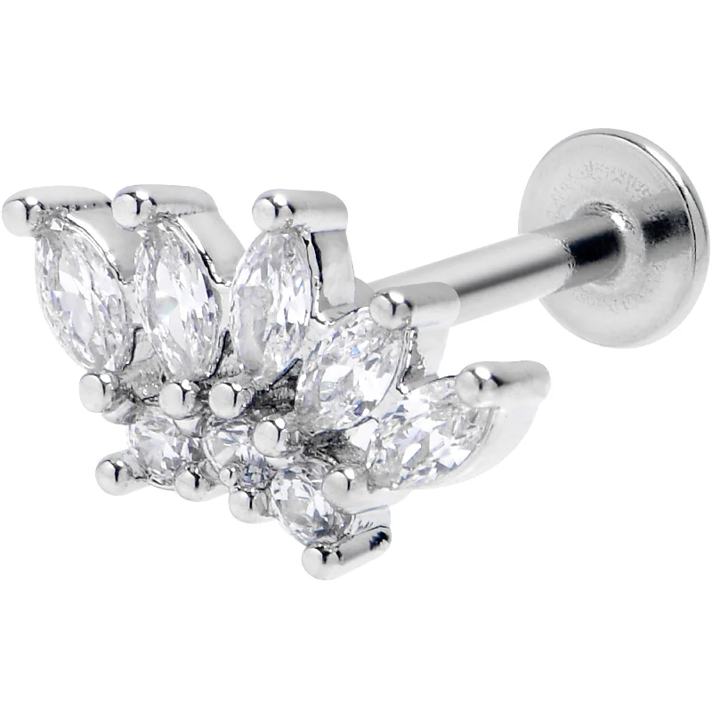 Lip Rings with Pearls for Elegant Style16 Gauge 5/16 Clear Gem Fashion Fan Labret Monroe Tragus