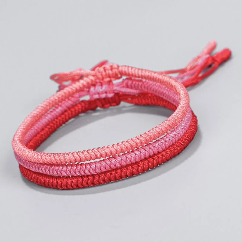 Gem-Studded Silver Bangles for Women-Buddha Stones Tibetan 3Pcs King Kong Knot Protection Braided Bracelet