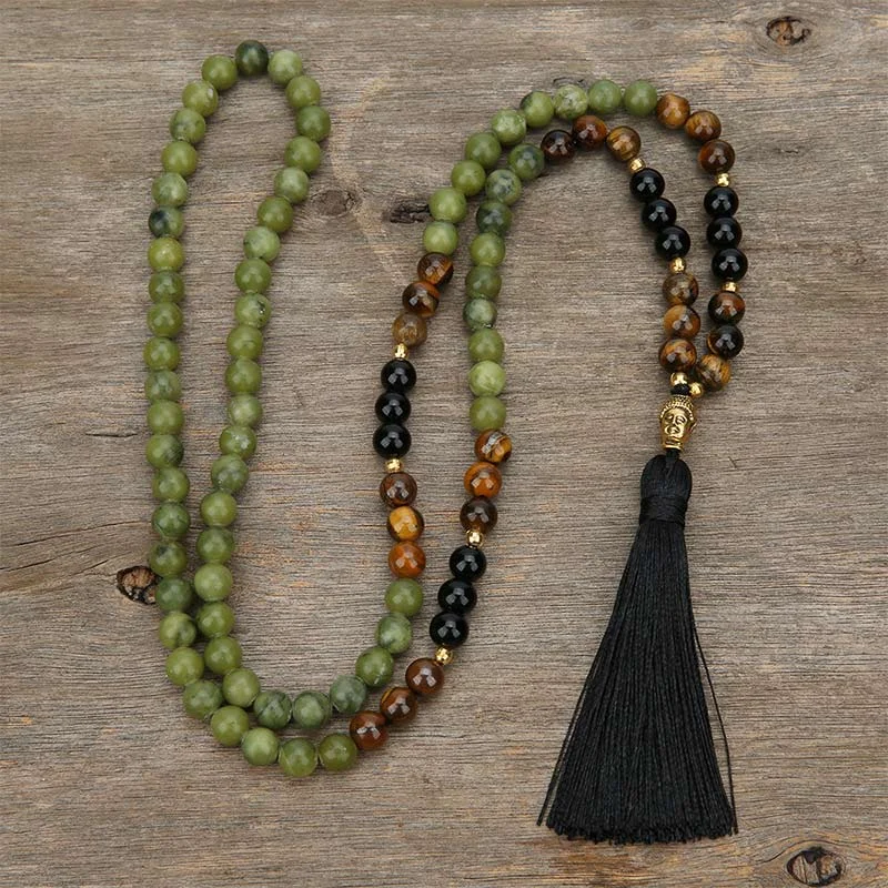 Men's Bracelets with Skull Charms-Buddha Stones Tibetan Green Jasper Protection Mala Bracelet Men's Bracelets with Skull Charms-Buddha Stones Tibetan Green Jasper Protection Mala Bracelet