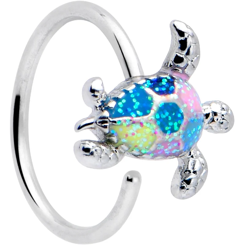Trendy Nose Rings with Gold Shine -20 Gauge 5/16 Glitter Turtle Nose Hoop