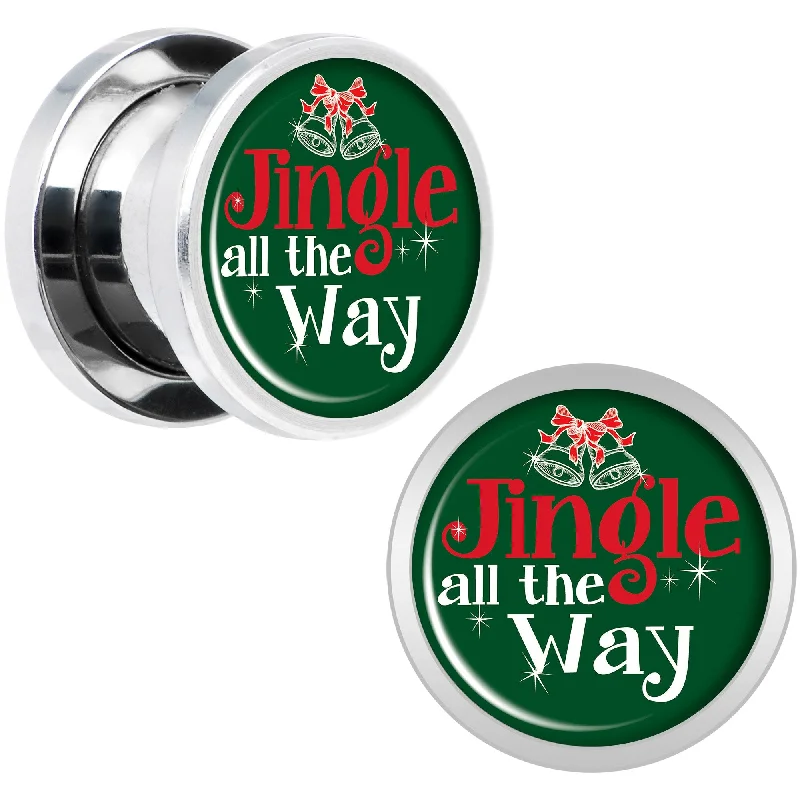 Women's Earrings – Elegant Designs for Every Personality--Green Jingle All the Way Screw Fit Plug Set Sizes 6mm to 20mm Women's Earrings – Elegant Designs for Every Personality--Green Jingle All the Way Screw Fit Plug Set Sizes 6mm to 20mm