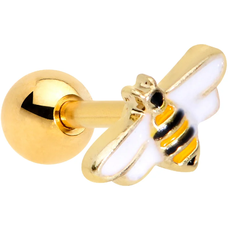 Women's Earrings – Elegant Designs for Every Personality--16 Gauge 1/4 Gold Tone Black Yellow Bee Cartilage Tragus Earring