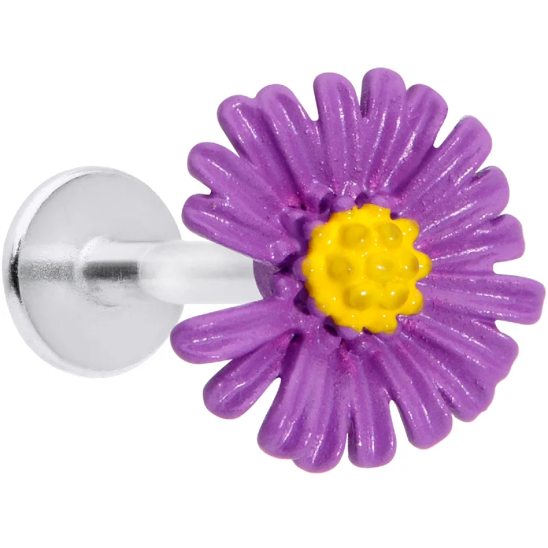 Designer Lip Rings for Fashion-Forward Women16 Gauge 5/16 Purple Daisy Flower Labret Monroe Tragus