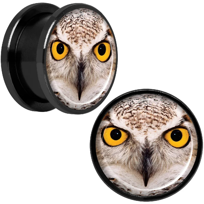 Women's Earrings – Elegant Designs for Every Personality--Full Color Owl Black Anodized Screw Fit Plug Set 5/8 Women's Earrings – Elegant Designs for Every Personality--Full Color Owl Black Anodized Screw Fit Plug Set 5/8