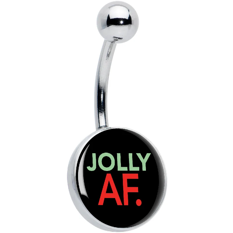 Trendy Belly Rings for Fashion-Loving Women -Jolly AF Festive Holiday Christmas Belly Ring Trendy Belly Rings for Fashion-Loving Women -Jolly AF Festive Holiday Christmas Belly Ring
