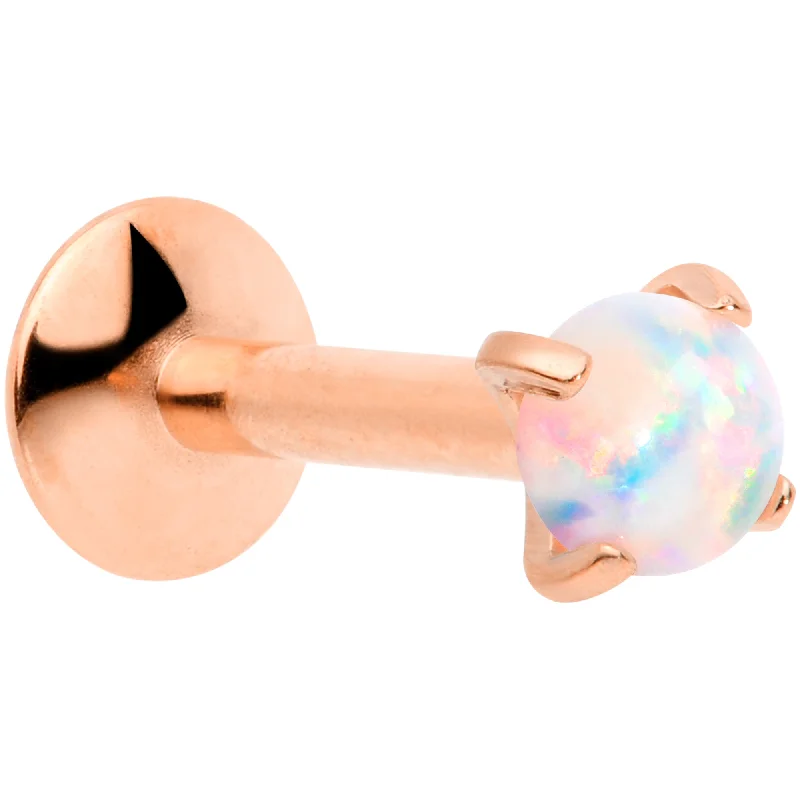 Elegant Lip Rings for Glamorous Looks16G 5/16 3mm Syn Opal Rose Gold G23 Titanium Internal Thread Labret Elegant Lip Rings for Glamorous Looks16G 5/16 3mm Syn Opal Rose Gold G23 Titanium Internal Thread Labret