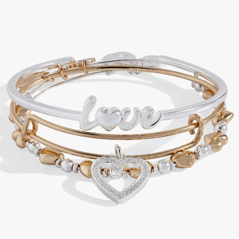 Bangles for Women with Unique Designs-Love Bracelets Set of 3