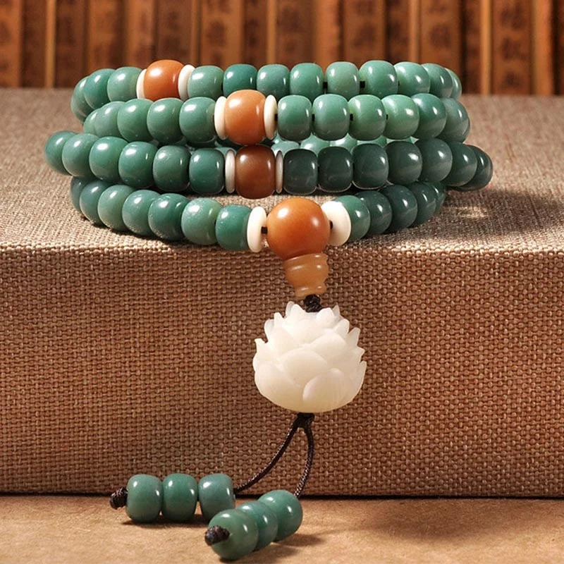 Durable Bracelets for Men-Buddha Stones Lotus Cyan Bodhi Seed Success Bracelet