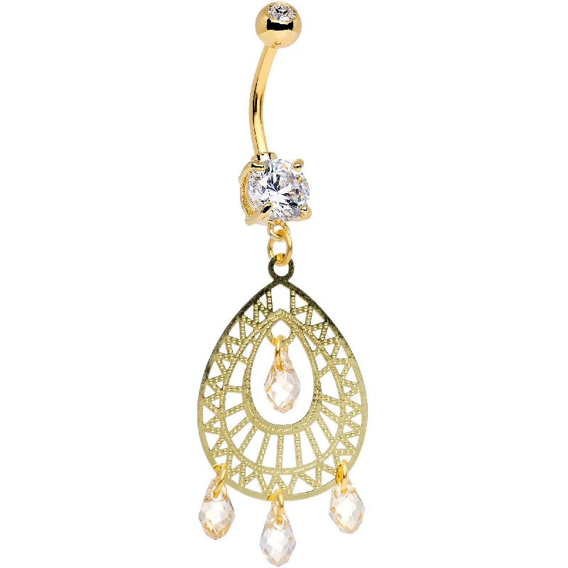 Trendy Belly Rings with Elegant Shine -Yellow Palm Fan Dangle Belly Ring Created with Crystals Trendy Belly Rings with Elegant Shine -Yellow Palm Fan Dangle Belly Ring Created with Crystals