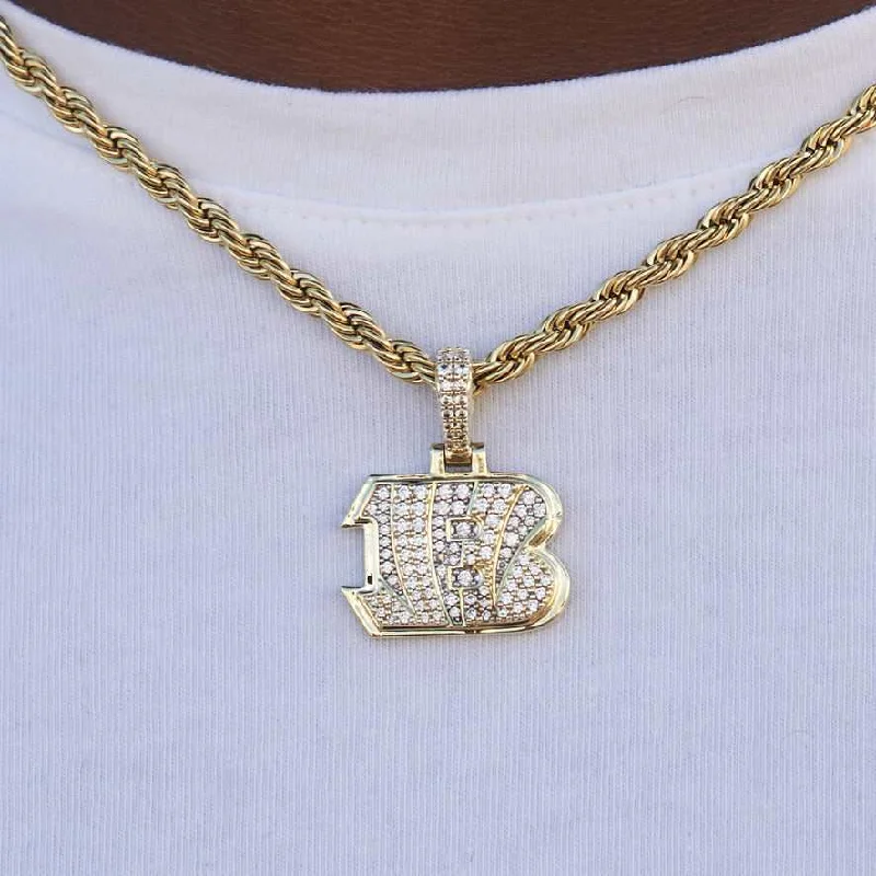 Exclusive Men's Necklaces & Pendants for the Modern Gentleman-Cincinnati Bengals Official NFL Micro Logo Pendant - Yellow Gold Exclusive Men's Necklaces & Pendants for the Modern Gentleman-Cincinnati Bengals Official NFL Micro Logo Pendant - Yellow Gold