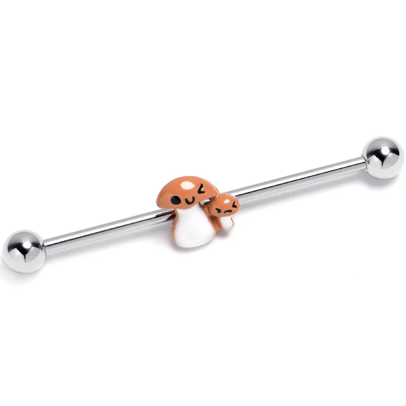 Women's Earrings – Elegant Designs for Every Personality--14 Gauge Fanciful Mushrooms Industrial Barbell 38mm Women's Earrings – Elegant Designs for Every Personality--14 Gauge Fanciful Mushrooms Industrial Barbell 38mm