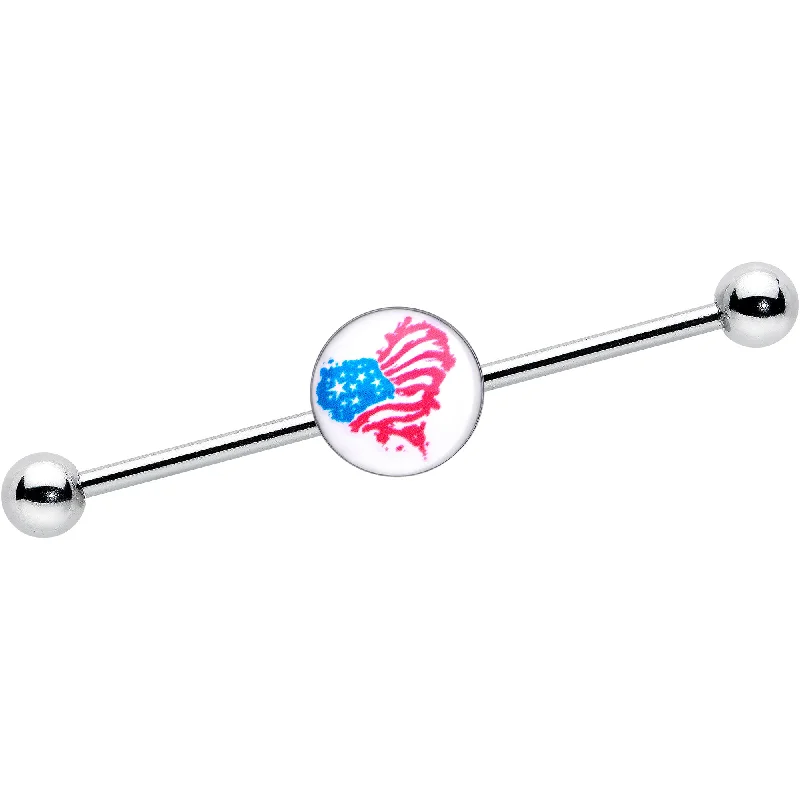 Women's Earrings – Elegant Designs for Every Personality--14 Gauge Heart Flag Patriotic Industrial Barbell 38mm Women's Earrings – Elegant Designs for Every Personality--14 Gauge Heart Flag Patriotic Industrial Barbell 38mm