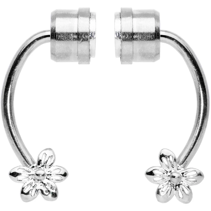 Trendy Nose Rings for Edgy Fashion -Flower Ends Non Pierced Magnetic Clip On Fake Septum Ring Trendy Nose Rings for Edgy Fashion -Flower Ends Non Pierced Magnetic Clip On Fake Septum Ring