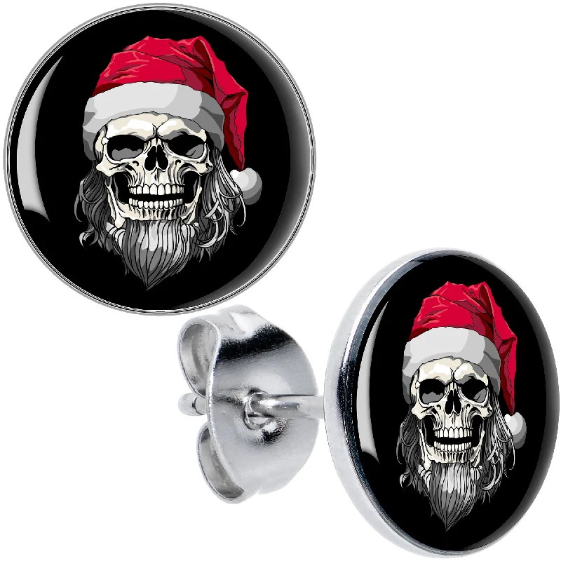 Women's Earrings – Elegant Designs for Every Personality--Holiday Skeleton Santa Claus Stud Earrings