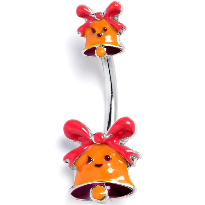 Unique Belly Rings with Creative Touch -Holiday Bell Bling Double Mount Belly Ring