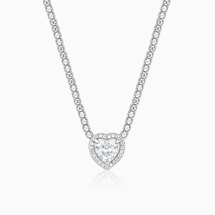 Shop Classic Women's Necklaces & Pendants with a Modern Twist-Silver Solitaire Love Necklace Shop Classic Women's Necklaces & Pendants with a Modern Twist-Silver Solitaire Love Necklace