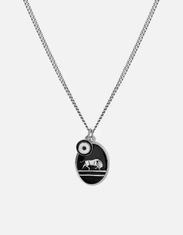 Exclusive Men's Necklaces & Pendants for the Modern Gentleman-Oxen Necklace, Sterling Silver/Black Exclusive Men's Necklaces & Pendants for the Modern Gentleman-Oxen Necklace, Sterling Silver/Black