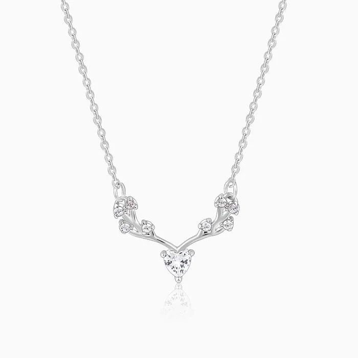 Shop Classic Women's  Necklaces & Pendants with a Modern Twist-Silver Deer Heart Zircon Necklace