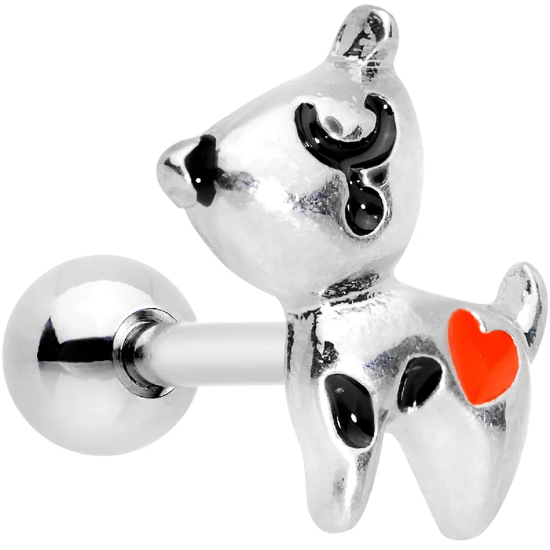 Women's Earrings – Elegant Designs for Every Personality--16 Gauge 1/4 Red Heart Dog Lover Tragus Cartilage Earring