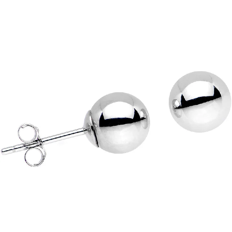 Women's Earrings – Elegant Designs for Every Personality--Solid 14KT White Gold 6mm BALL Stud Earrings Women's Earrings – Elegant Designs for Every Personality--Solid 14KT White Gold 6mm BALL Stud Earrings