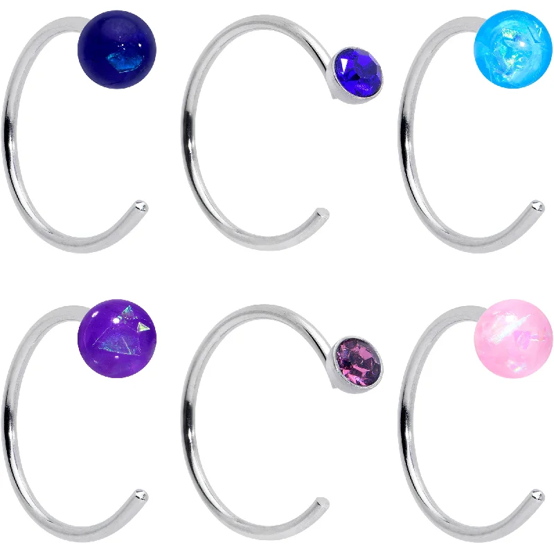 Tribal Nose Rings -20 Gauge 5/16 Nose Hoop Gem Faux Opal Pack Classy Nose Ring Set of 6 Tribal Nose Rings -20 Gauge 5/16 Nose Hoop Gem Faux Opal Pack Classy Nose Ring Set of 6