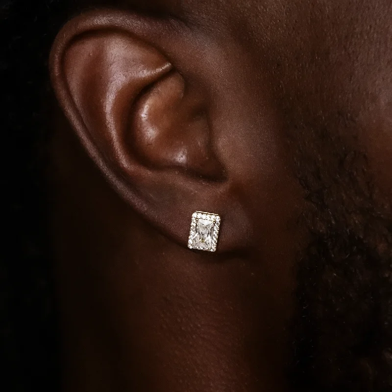 Shop Durable Men's Earrings for Everyday Wear-Baguette Micro Clustered Tennis Earrings in Yellow Gold Shop Durable Men's Earrings for Everyday Wear-Baguette Micro Clustered Tennis Earrings in Yellow Gold