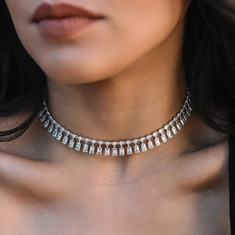 Shop Classic Women's Necklaces & Pendants with a Modern Twist-Diamond Dangle Baguette Necklace Shop Classic Women's Necklaces & Pendants with a Modern Twist-Diamond Dangle Baguette Necklace