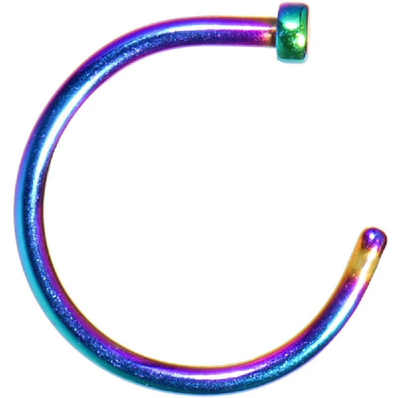 Nose Rings with Stunning Designs -18 Gauge 3/8 Rainbow Anodized Titanium Nose Hoop
