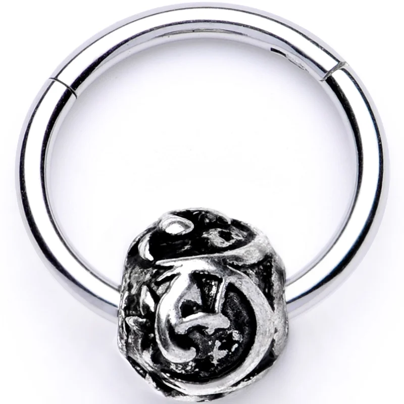 Women's Earrings – Elegant Designs for Every Personality--16 Gauge 3/8 Abstract Pattern Bead Hinged Segment Ring