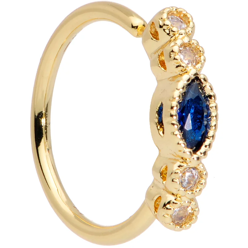 Eye-Catching Nose Rings for Bold Looks -20 Gauge 5/16 Clear Blue CZ Gem Gold Tone Noble Oval Nose Hoop Eye-Catching Nose Rings for Bold Looks -20 Gauge 5/16 Clear Blue CZ Gem Gold Tone Noble Oval Nose Hoop