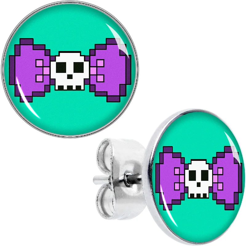 Women's Earrings – Elegant Designs for Every Personality--Retro Pixel Skull Stud Earrings