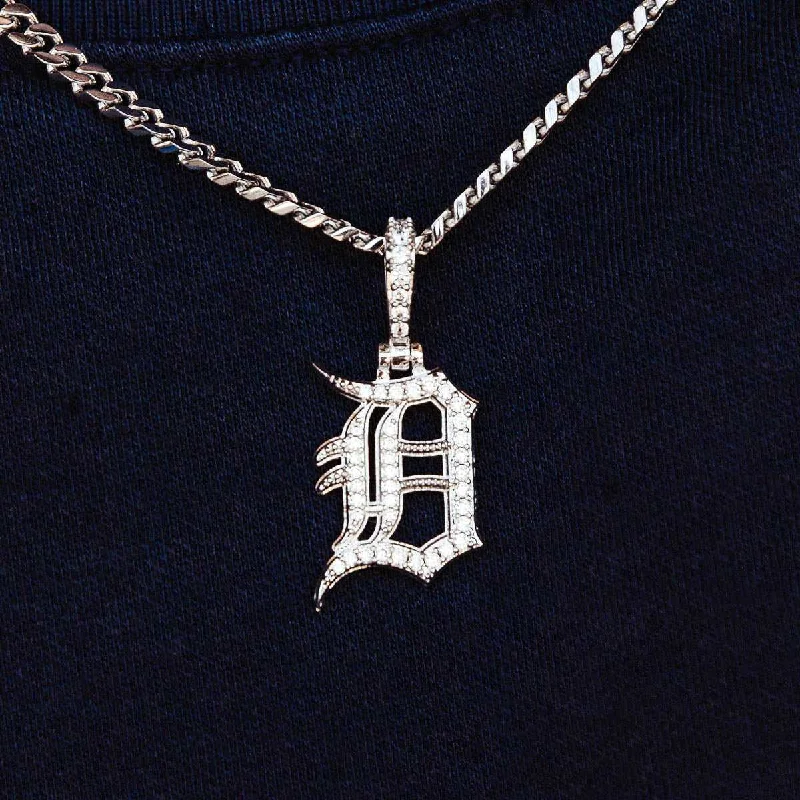 Stylish Bracelets for Men with Gemstones-Detroit Tigers Official MLB Micro Logo Pendant in White Gold Stylish Bracelets for Men with Gemstones-Detroit Tigers Official MLB Micro Logo Pendant in White Gold