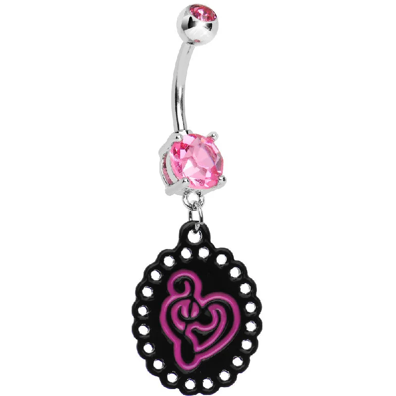 Stylish Belly Rings for Special Moments -Pink Gem Black Pink Music Notes Heart Dangle Belly Ring Stylish Belly Rings for Special Moments -Pink Gem Black Pink Music Notes Heart Dangle Belly Ring