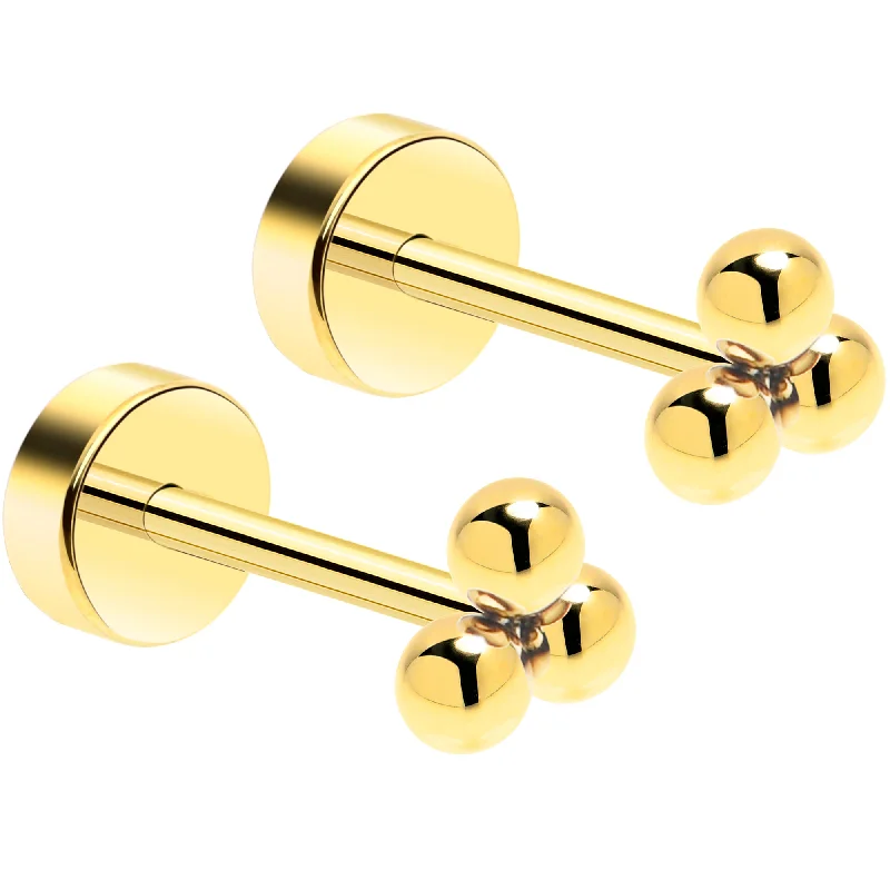 Women's Earrings – Elegant Designs for Every Personality--14k Yellow Gold Plated 3mm Trinity Ball Flat Back Stud Earrings - 1 Pair Women's Earrings – Elegant Designs for Every Personality--14k Yellow Gold Plated 3mm Trinity Ball Flat Back Stud Earrings - 1 Pair