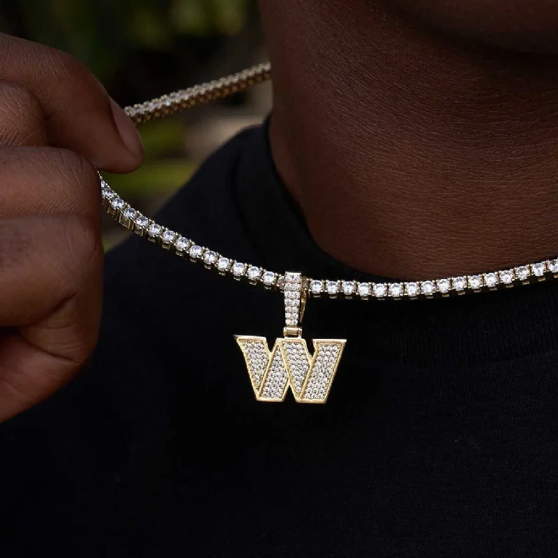 Bracelet Sets for Men-Washington Commanders Official NFL Logo Pendant- Yellow Gold