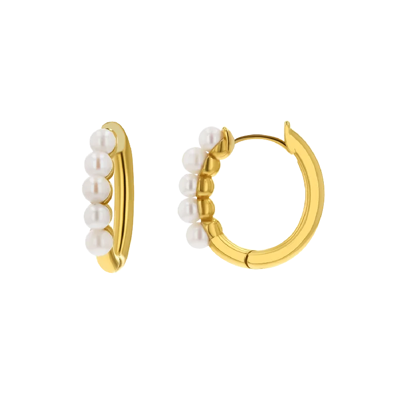 Women's Earrings – Elegant Designs for Every Personality--Pearl Huggies Hoop Earrings