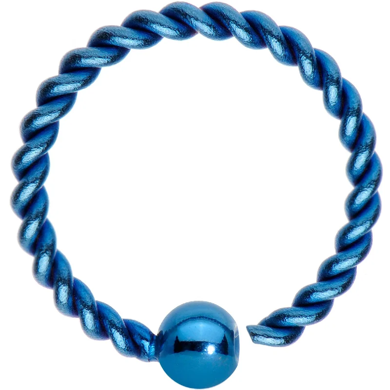 Women's Earrings – Elegant Designs for Every Personality--16 Gauge 3/8" Light Blue IP So Twisted Captive Style Seamless Ring