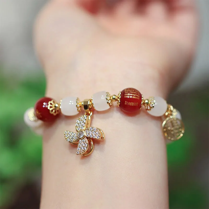 Stackable Silver Bangles for Women-Buddha Stones Windmill Chinese Lock Charm Fu Character Blessing Bracelet Stackable Silver Bangles for Women-Buddha Stones Windmill Chinese Lock Charm Fu Character Blessing Bracelet