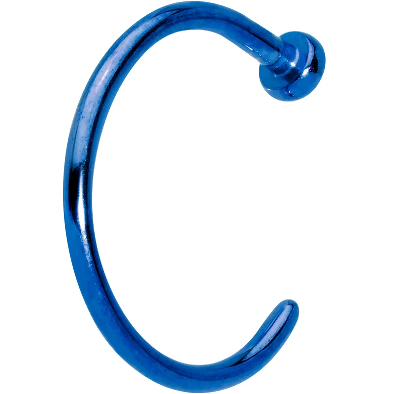 Statement Nose Rings with Elegant Accents -20 Gauge 5/16 Blue PVD Implant Grade Titanium Disc Nose Hoop Statement Nose Rings with Elegant Accents -20 Gauge 5/16 Blue PVD Implant Grade Titanium Disc Nose Hoop
