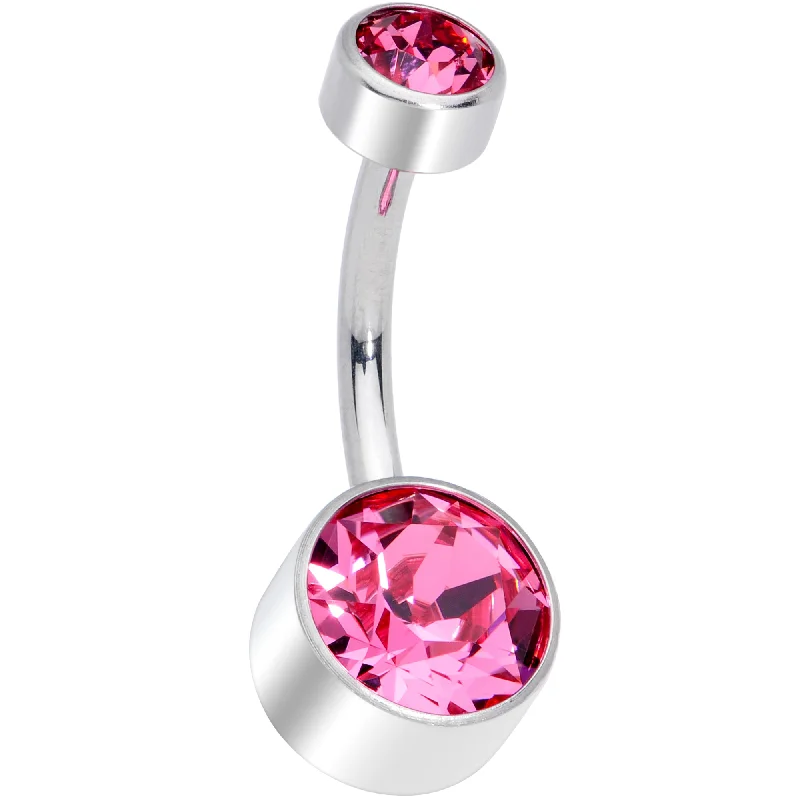 Comfortable Belly Rings with Adjustable Fit -Pink 8mm Titanium Internal Thread Belly Ring Created with Crystals Comfortable Belly Rings with Adjustable Fit -Pink 8mm Titanium Internal Thread Belly Ring Created with Crystals