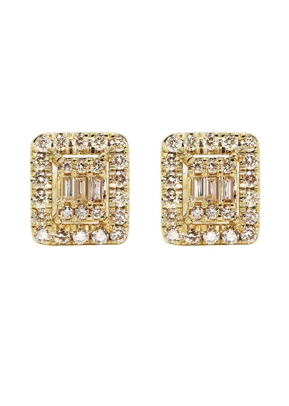 Shop Durable Men's Earrings for Everyday Wear-14K Yellow Gold Diamond Baguette Earrings For Men | 0.96 Carats | 4.51 Grams Shop Durable Men's Earrings for Everyday Wear-14K Yellow Gold Diamond Baguette Earrings For Men | 0.96 Carats | 4.51 Grams