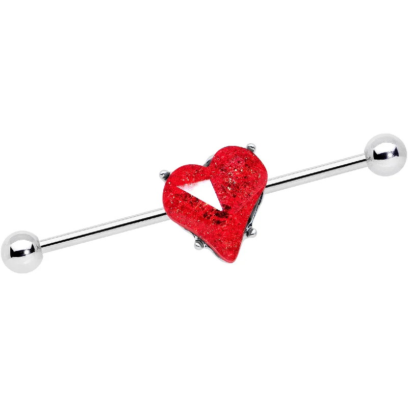 Women's Earrings – Elegant Designs for Every Personality--14 Gauge Red Gem Heart Love Valentines Day Industrial Barbell 38mm Women's Earrings – Elegant Designs for Every Personality--14 Gauge Red Gem Heart Love Valentines Day Industrial Barbell 38mm