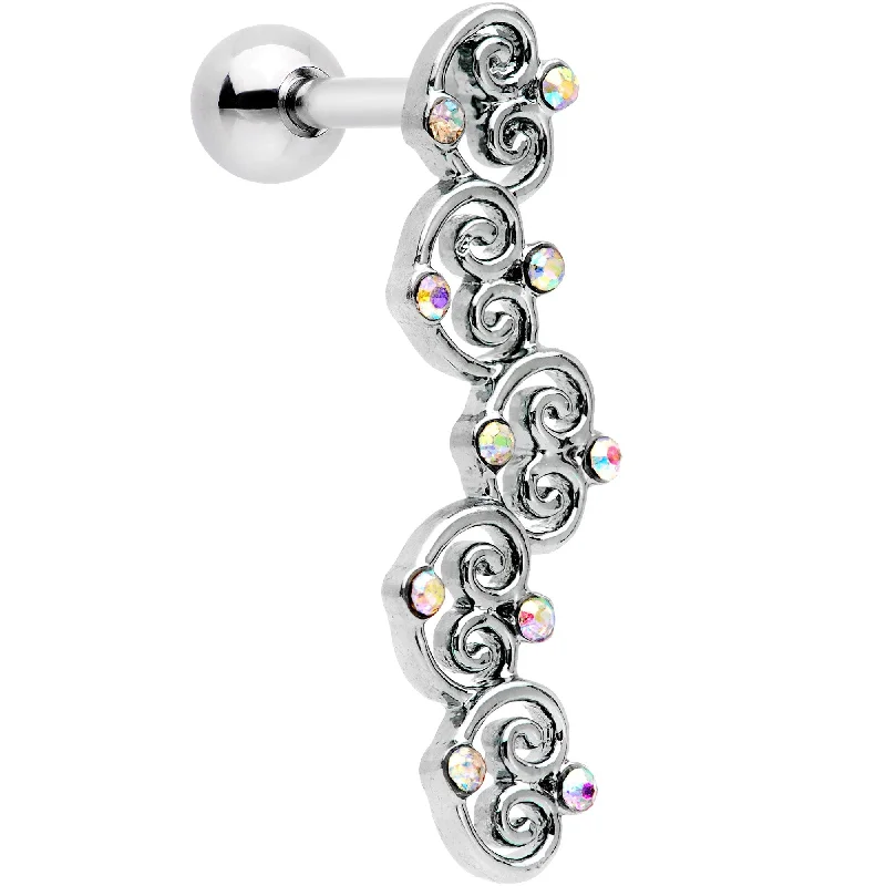 Women's Earrings – Elegant Designs for Every Personality--1/4 Aurora Gem Swirl Heart Cascade Tragus Cartilage Earring Women's Earrings – Elegant Designs for Every Personality--1/4 Aurora Gem Swirl Heart Cascade Tragus Cartilage Earring
