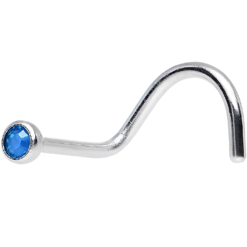 Nose Rings for Cartilage -Caribbean Blue Opal Screw Nose Ring Created with Crystals