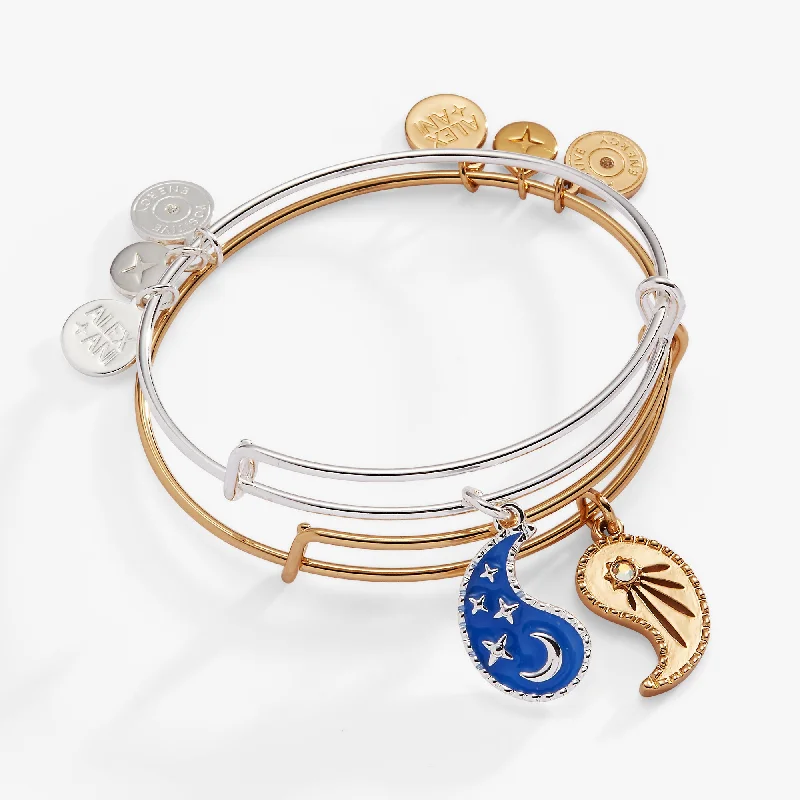 Bangle Sets for Women with Multiple Colors-Yin Yang Celestial BFF Bangle Set of 2